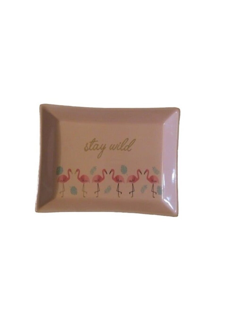 Stay Wild Baby Pink Turquoise Flamingo Design Trinket